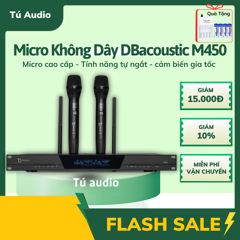 Micrco không dây Dbacoustic M450 ,hỗ trợ bộ lọc công nghệ tiên tiến, giảm tiếng ốn, lọc tạp âm tốt.
