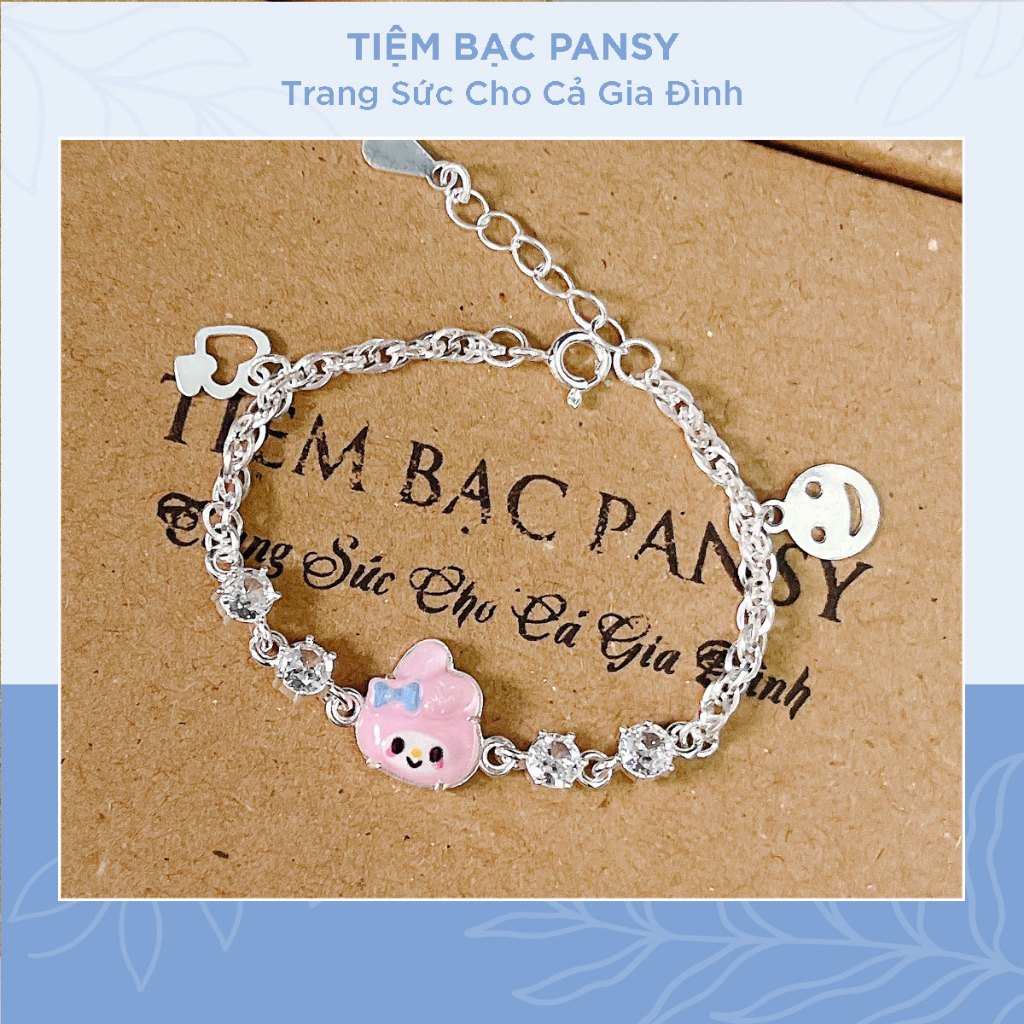 Lắc tay bạc hình thỏ Melody dễ thương cho bé gái - Vòng bạc ta trẻ em cao cấp PANSY