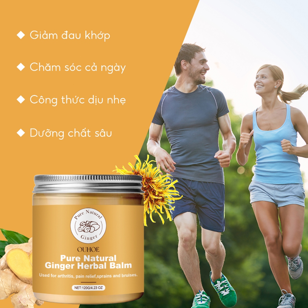 OUHOE Kem thảo dược gừng giảm đau nhức sưng tấy khớp gối và cơ bắp chăm sóc toàn thân 120g