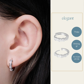  Khuyên tai vòng đá DOUBLE GEM HOOP Elegant  Giá 1 chiếc  