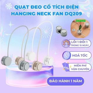  Quạt đeo cổ mini Hanging Neck Fan DQ209 Nhẹ khi đeo Điều chỉnh hướng gió 360° Gió 3 tốc độ Tuổi thọ pin dài Gấp gọn 