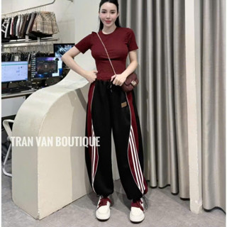Set Quần Áo Thể Thao 3 Sọc Lượn ❤ Bộ Quần Jogger Mix Áo Thun Bozip Phong Cách Trẻ Trung NA731