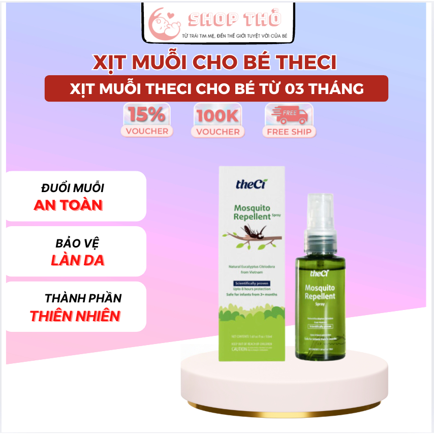 Xịt Muỗi Theci Cho Bé Đuổi Muỗi Ngăn Côn Trung, Xịt Chống Muỗi Bảo Vệ Da Cho Trẻ Sơ Sinh An Toàn Dịu Nhẹ