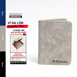 [Ví khắc tên] Ví nam nhỏ gọn Jolizeon da thật cầm tay cao cấp, Bóp nam mini da bò có hộp làm quà tặng, bóp nam nữ - V126