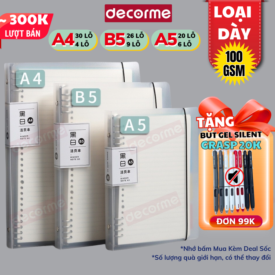 Sổ còng DecorMe set bìa sổ còng A4 A5 B5 binder còng sắt 4 9 6 20 26 30 còng làm sổ tay, sổ ghi chép, take notes, bujo