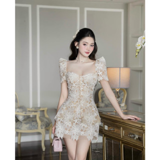 Set ren cúp viền vai bồng mix quần đùi cạp cao thiết kế CHOUCHOU TỰ MAY LẠI, Set bộ ren  2 lớp lipu