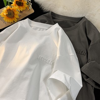 Áo thun nam nữ Unisex form rộng KWER Áo phông trơn basic cotton 4 chiều 260gsm dày dặn, dập nổi tinh tế, 3 màu hot trend