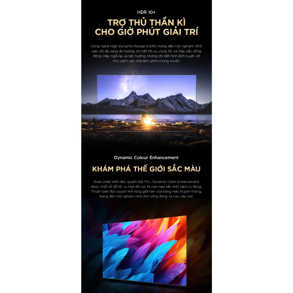 【QLED 4K】55inch, 4K Google TV TCL 55T6C, Lắp đặt 0Đ HN HCM, HDR10+, Tần số quét 120Hz, Dolby Atmos | BigBuy360 - bigbuy360.vn