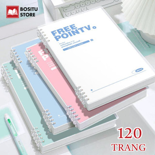 Sổ Còng Free Pointv A5/ B5 Sổ Ghi Chép 120 Trang Giấy Kẻ Ngang/ Caro Bìa Nhựa 2 Lớp Thay Được Giấy _ Bositu