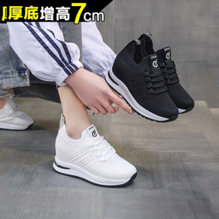 Giày lười thể thao đế cao 7phân vải mềm thoáng khí cao cấp  sẵn,Giày nữ độn đế tăng chiều cao đi chơi đi làm đi chơi