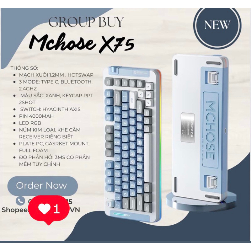 𝐁𝐚̀𝐧 𝐩𝐡𝐢́𝐦 𝐜𝐨̛ 𝐌𝐜𝐡𝐨𝐬𝐞 𝐗𝟕𝟓. 𝐊𝐞̂́𝐭 𝐍𝐨̂́𝐢 𝟑 𝐌𝐨𝐝𝐞, 𝐋𝐞𝐝 𝐑𝐆𝐁,  𝐧𝐮́𝐦 𝐤𝐢𝐦 𝐥𝐨𝐚̣𝐢 .