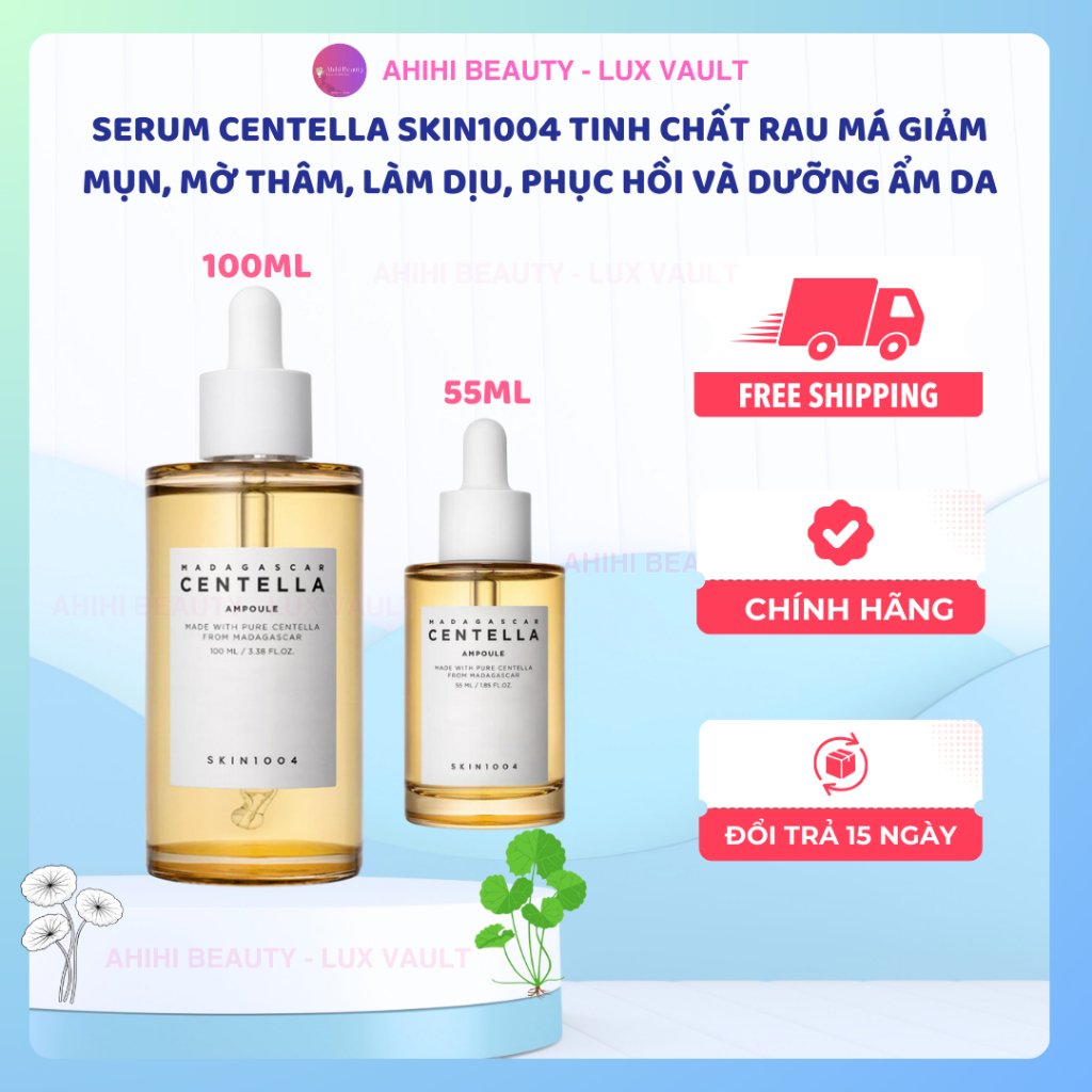 Serum Centella Skin1004 Tinh Chất Rau Má Giảm Mụn, Mờ Thâm, Làm Dịu, Phục Hồi Da (55ml/100ml) - Ahih