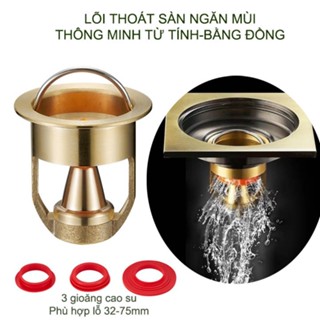 Lõi thoát sàn ngăn mùi thế hệ mới từ tính Cu32, bằng đồng đúc kèm 3 gioăng cao su D32-75mm