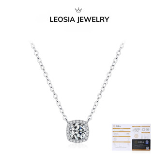 Dây chuyền nữ kim cương Moissanite 6.5 ly kiểm định GRA, bạc xi bạch kim LEOSIA JEWELRY sang trọng làm quà tặng