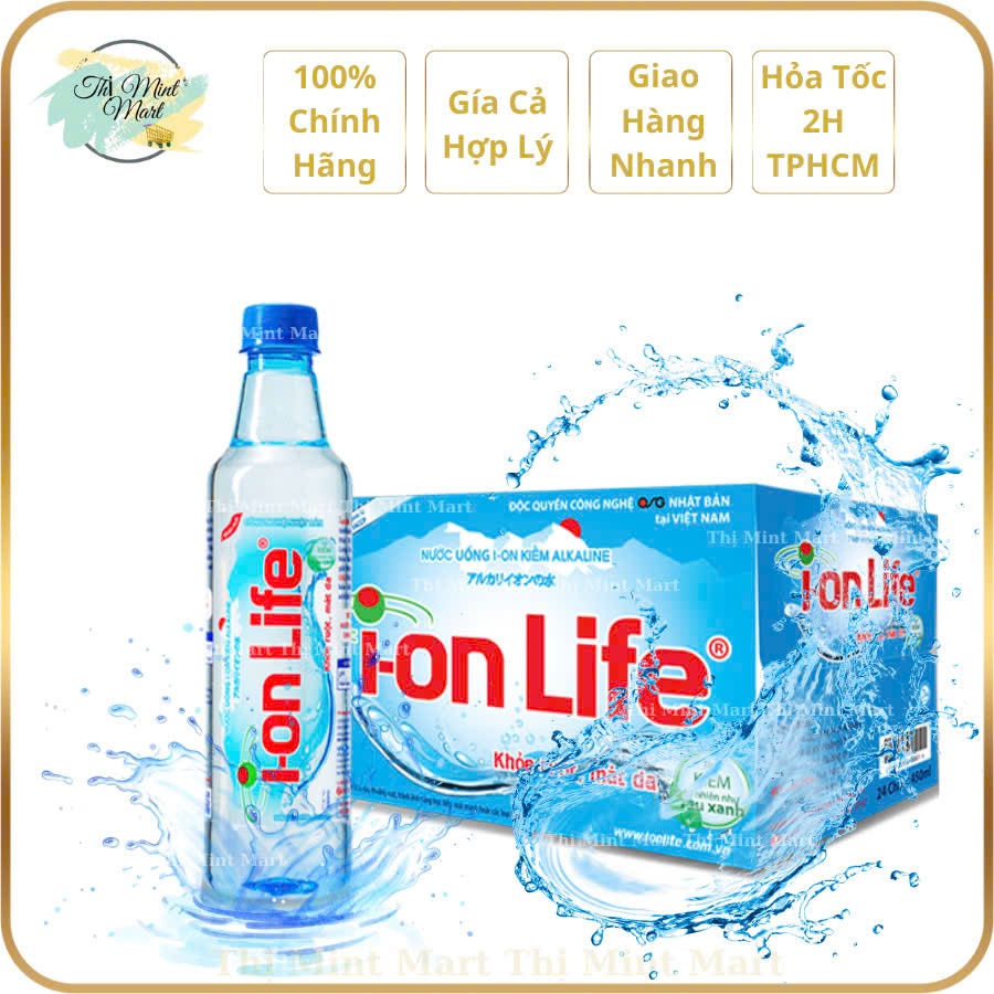 [Thùng 24 chai x 450ml] Nước Uống Ion Kiềm I-on Life_THỊ MINT MART.