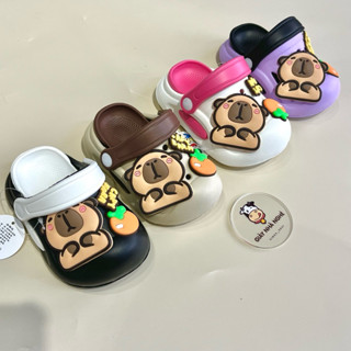  Dép Sục Cho Bé Gắn Sticker Capybara Siêu Đáng Yêu đế tháo rời Chất Liệu Nhựa EVA Êm Mềm Cho Bé Trai Bé Gái   S17   