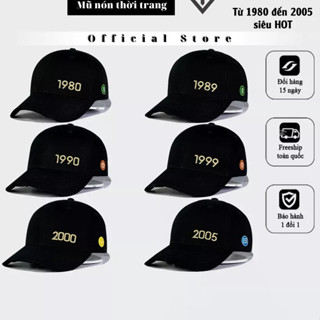 Bộ Mũ Lưỡi Trai Thời Trang Năm Sinh, Nón Mũ Màu Đen Thêu Logo Năm Sinh Siêu Hot Từ 1980 Đến 2005, Phong Cách Trẻ Trung