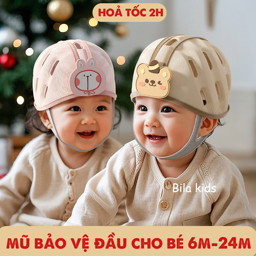 Mũ bảo hiểm bảo vệ đầu cho bé từ 6-24 tháng siêu nhẹ, thoáng khí, nón cho bé tập bò, tập đi, vận động