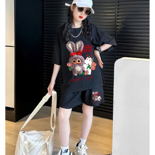 Bộ đồ mùa hè bé gái, bộ quần áo bé gái mẫu Baby Three dễ thương fom rộng chất vải cotton mềm mát cho bé 15-45kg