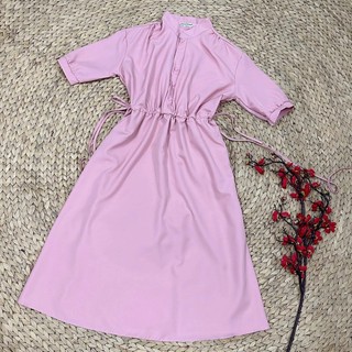 Đầm váy freesize cổ trụ rút eo 2 màu