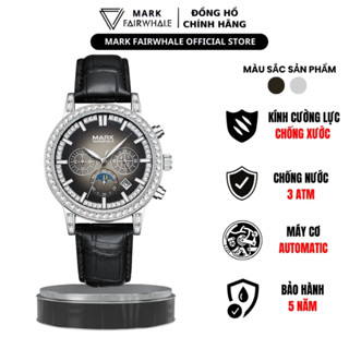 Đồng hồ nam Mark FairWhale thạch anh cao cấp,Đồng hồ đeo tay dây da chống nước 30M,Đồng hồ dành cho nam có lịch ngày đêm