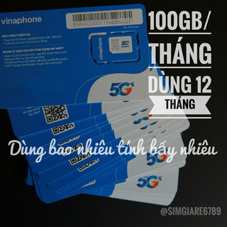 [Miễn phí 12 tháng] Sim 4G Vinaphone GÓI CƯỚC TD49 100Gb/tháng