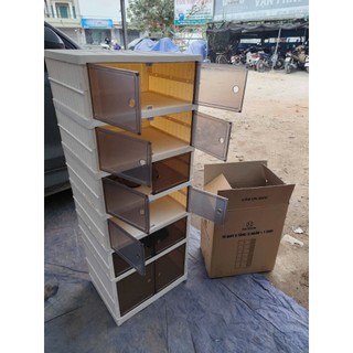 Tủ giày gấp gọn chất liệu nhựa PP cao cấp có bánh xe, Kệ giầy, Hộp giày đa năng tiện lợi