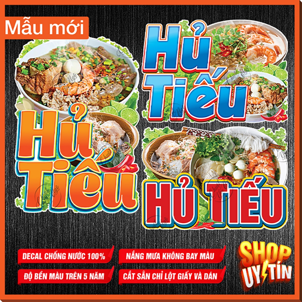 Hình dán HỦ TIẾU trang trí tủ kính tường quán decor decal bảng hiệu bánh mì cơm tấm bánh canh