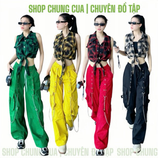 Áo kẻ thô mềm + Quần kaki nữ (CÓ BÁN RỜI) tập thể dục, zumba, shuffle dance, aerobic, đồng phục