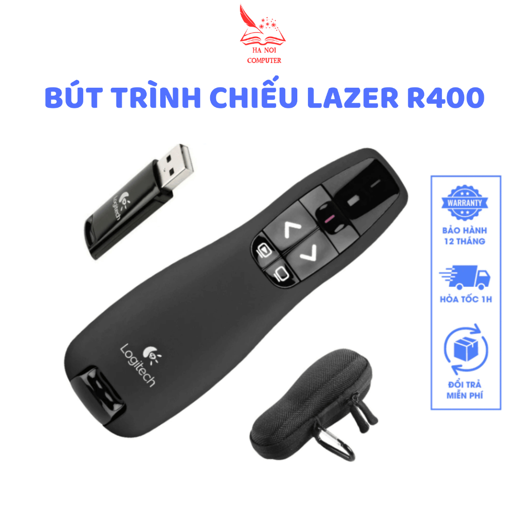 Bút Trình Chiếu Lazer R400 Logitec Aphavin - Bút Thuyết Trình, Bút Laser, Trình Chiếu Slide, Powerpoint, Word, Excel
