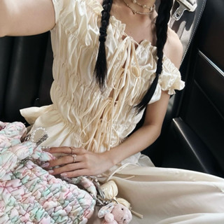 Áo trễ vai nhún hở ngực thắt nơ mặc nhiều kiểu | Dawsey Top