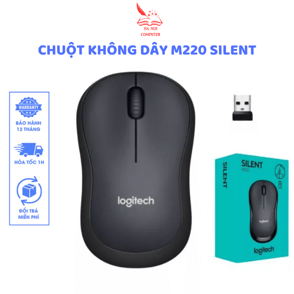 Chuột Không Dây Logitec M220 Silent Aphavin - Giảm Ồn 90%, USB, Tặng Pin, Phù Hợp PC/Laptop BH 1 Năm | BigBuy360 - bigbuy360.vn