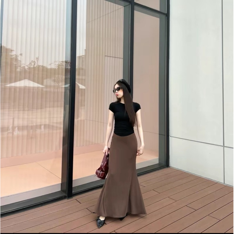 Chân váy đuôi cá Phưn Clothing chất liệu thun hàn mềm mịn co giãn ( 3 chiều dài 90cm-95cm-100cm)