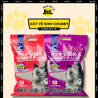 [TẢI 6 BAO] Cát vệ sinh cho mèo Chubby Cat 9L ~ 4.5kg - Siêu vón cục, ít bụi, khử mùi tốt, cát Nhật