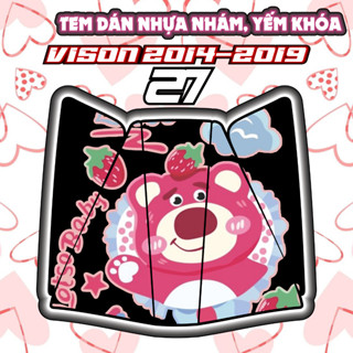  Tem dán yếm nhựa nhám VISION 2014-2019 gấu dâu doreamon baby three nhãn dán decal sticker 