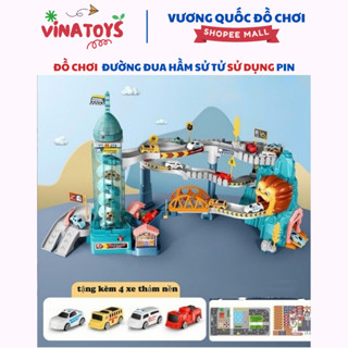 Đồ Chơi Đường Đua Hầm Sư Tử Cho Bé Cỡ Lớn VINATOYS, Ô Tô Đường Đua Siêu Tốc (Kèm 4 Xe Ô Tô Và Thảm Nền))