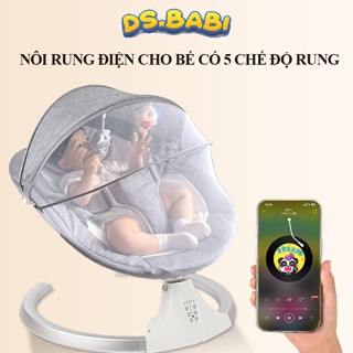 Nôi điện cho bé có 5 chế độ rung điều khiển từ xa kết nối bluetooth qua điện thoại mở nhạc