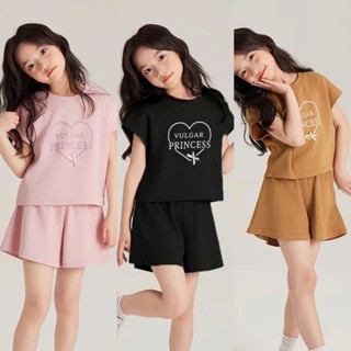  Set Bộ thời trang 2025 in Hình Princess Trái Tim cực xinh dành cho bé gái từ 14-42kg Set 3 màu chất liệu Cotton. 