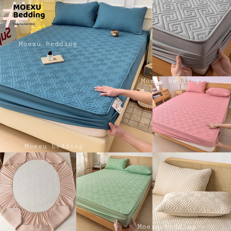 Bộ Ga Gối Lụa Trần Bông Êm Ái Thoáng Mát Hàng Loại 1 Gồm 1 Ga Giường và 2 Vỏ Gối Nằm ( Đệm Cao Dưới 