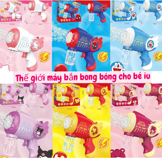(Rẻ) Máy bắn bong bóng xà phòng, s.úng bắn bong bóng 20 nòng, dùng PIN có đèn sáng làm từ nhựa ABS cao cấp, an toàn