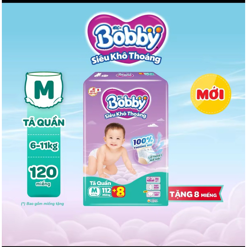 Tã quần bobby M120/L96/XL84/XXL76/XXXL22