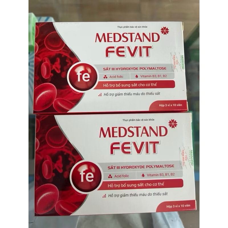 Medstand Fevit bổ máu  - Bổ sung sắt và Acid Folic cho bà bầu, viên bổ máu cho phụ nữ mang thai, sau