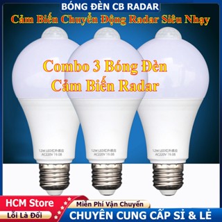 Combo 3 Bóng Đèn Cảm Biến Chuyển Động Radar-Hồng Ngoại Đèn Sáng Khi Có Người Qua, Bóng Đèn Siêu Sáng