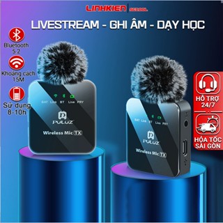 Micro Puluz không dây điện thoại cài áo khử nhiễu chống ồn nhỏ gọn ghi âm livestream trợ giảng quay phim - Chính hãng