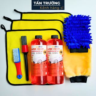  COMBO 9 MÓN RỬA XE TẠI NHÀ CHUYÊN TAY GA  2 Xà bông 1L 3 Khăn 1 Lông Cừu 1 Bàn Chải Mềm 1 Cọ Đen 1 San hô  