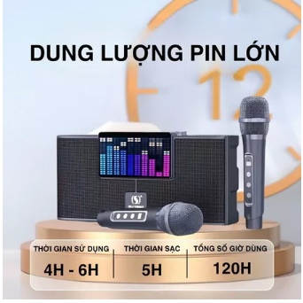 Loa karaoke 50W 2 MIC bluetooth YS 208 không dây, loa hát karaoke mini công suất lớn bh 12th