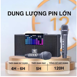 Loa karaoke 50W 2 MIC bluetooth YS 208 không dây, loa hát karaoke mini công suất lớn bh 12th