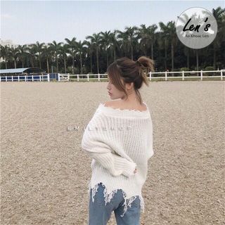 Áo len tay dài cổ tim len xé Nàng Len