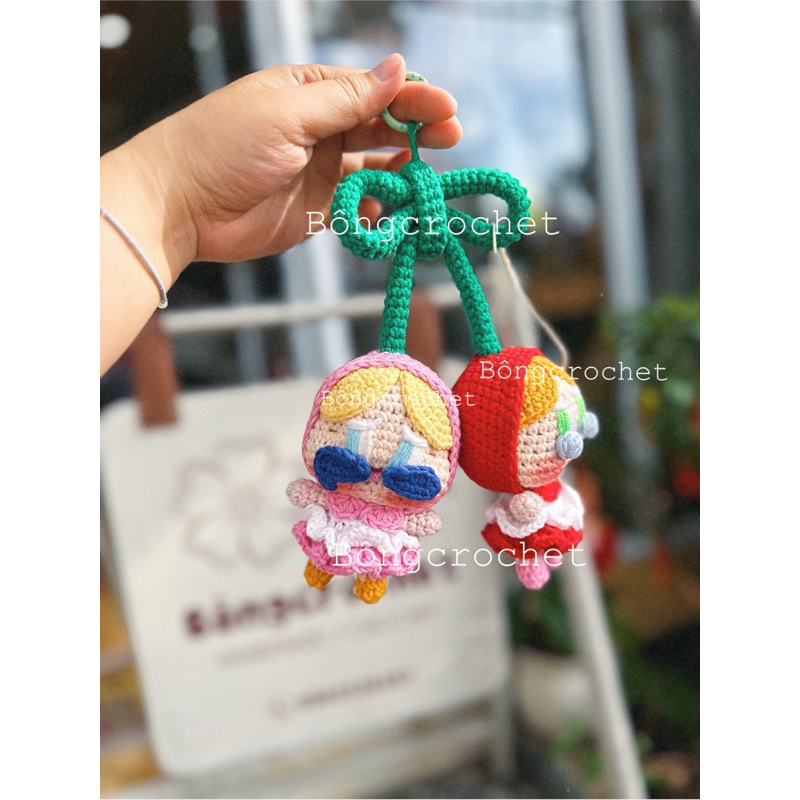 Charm / móc [Có sẵn] khoá len Cherry 🍒 🧶 handmade/crochet crybaby Búp bê khóc