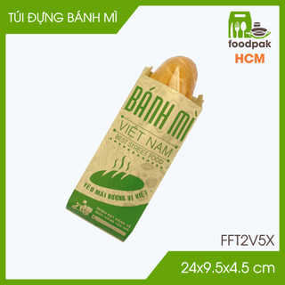 FFT2V5X - 24x9.5x4.5cm - Combo 500 túi giấy đựng bánh mì - Túi bánh mì mang đi -F.MFT2V5X